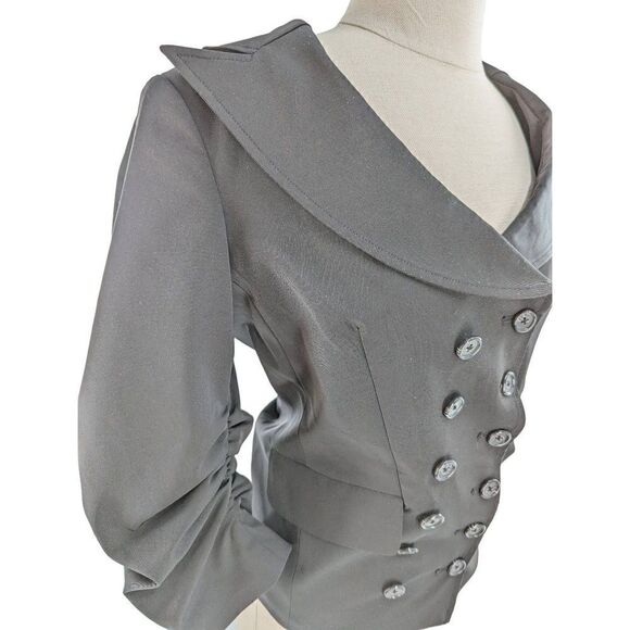 Elizabeth and James Women's Double Breast Buttons Pleated Sleeves Blouse Size 6 - Picture 2 of 14